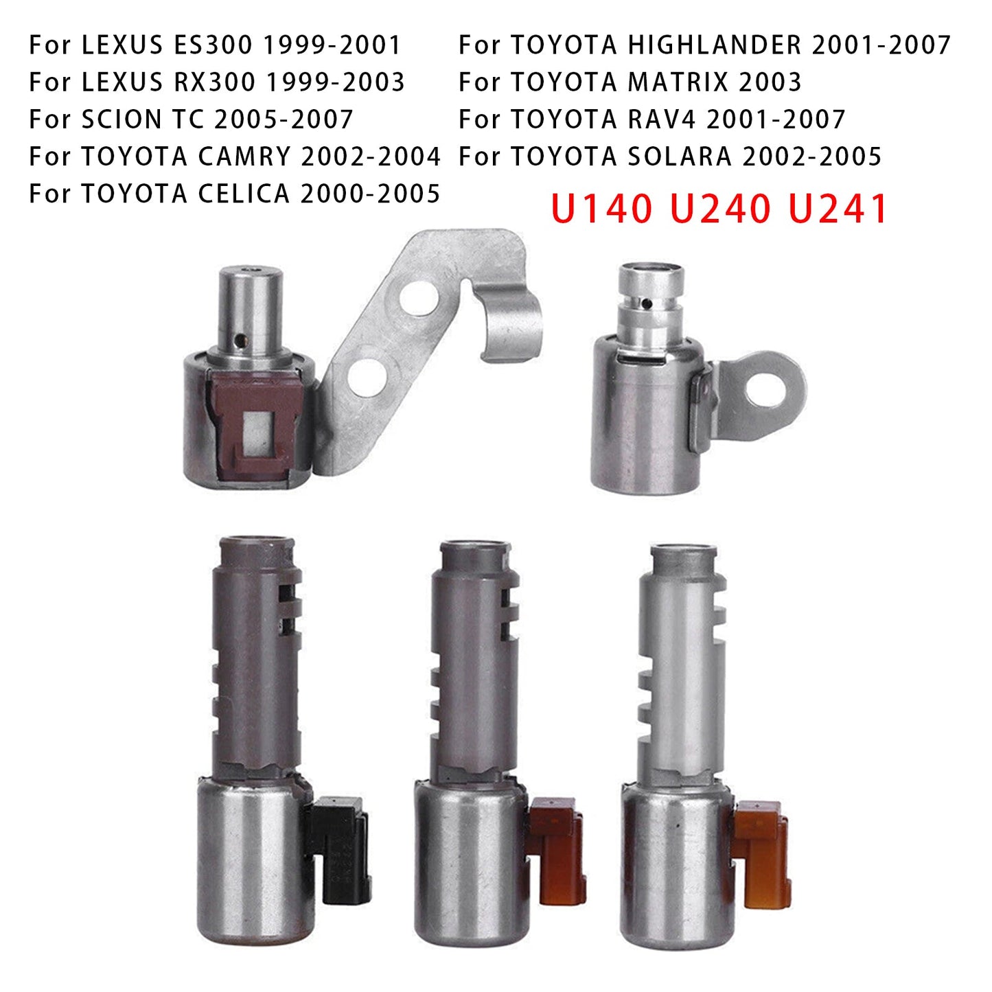 2001-2007 TOYOTA RAV4 5PCS Transmission Solenoid Kit U140 U240 U241