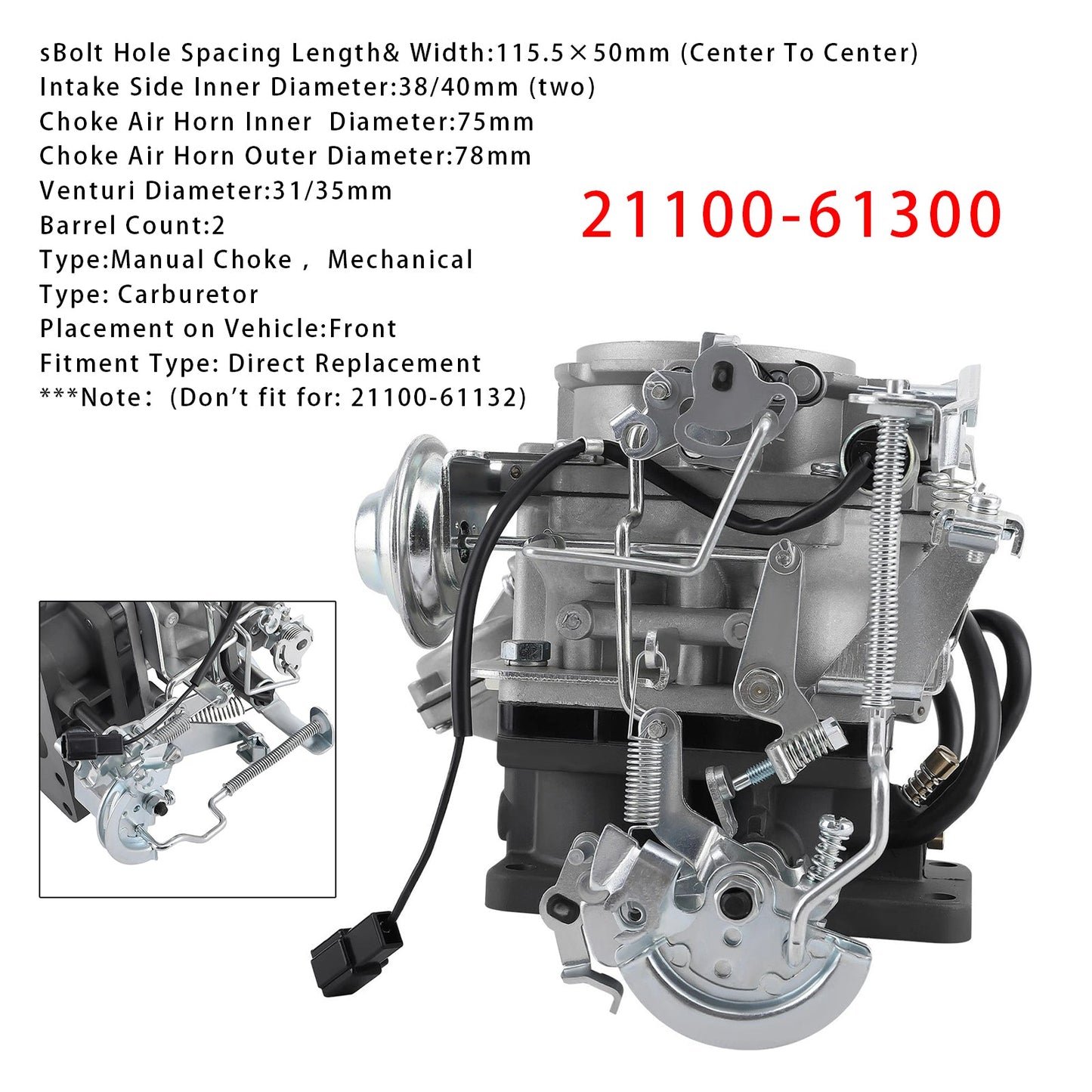 1984-1992 Toyota 3F Land Cruiser FJ62 FJ70 FJ73 Carburetor Carb 21100-61300