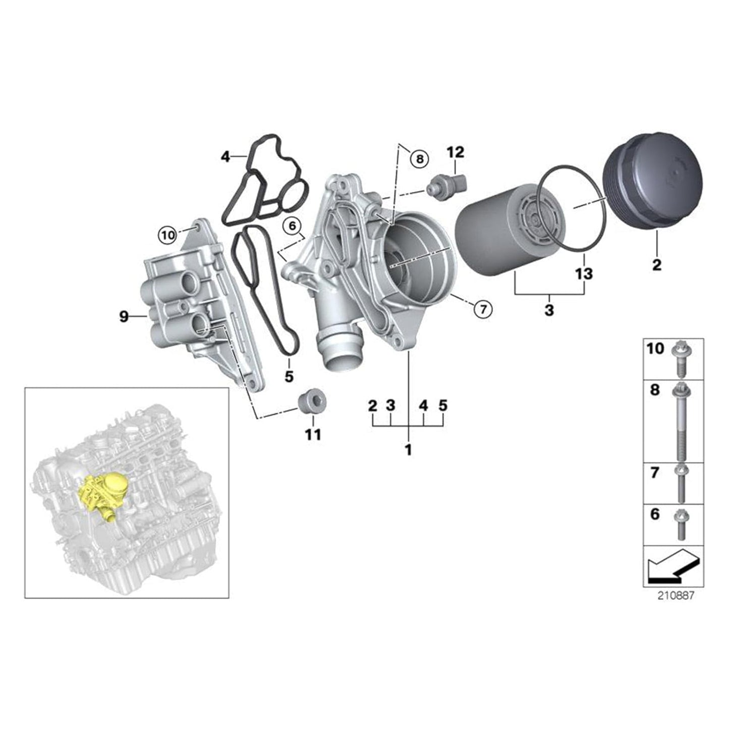 2014 BMW X1 Business Sport Utility 4-Door Engine Oil Cooler Oil Filter Assembly 11428637812