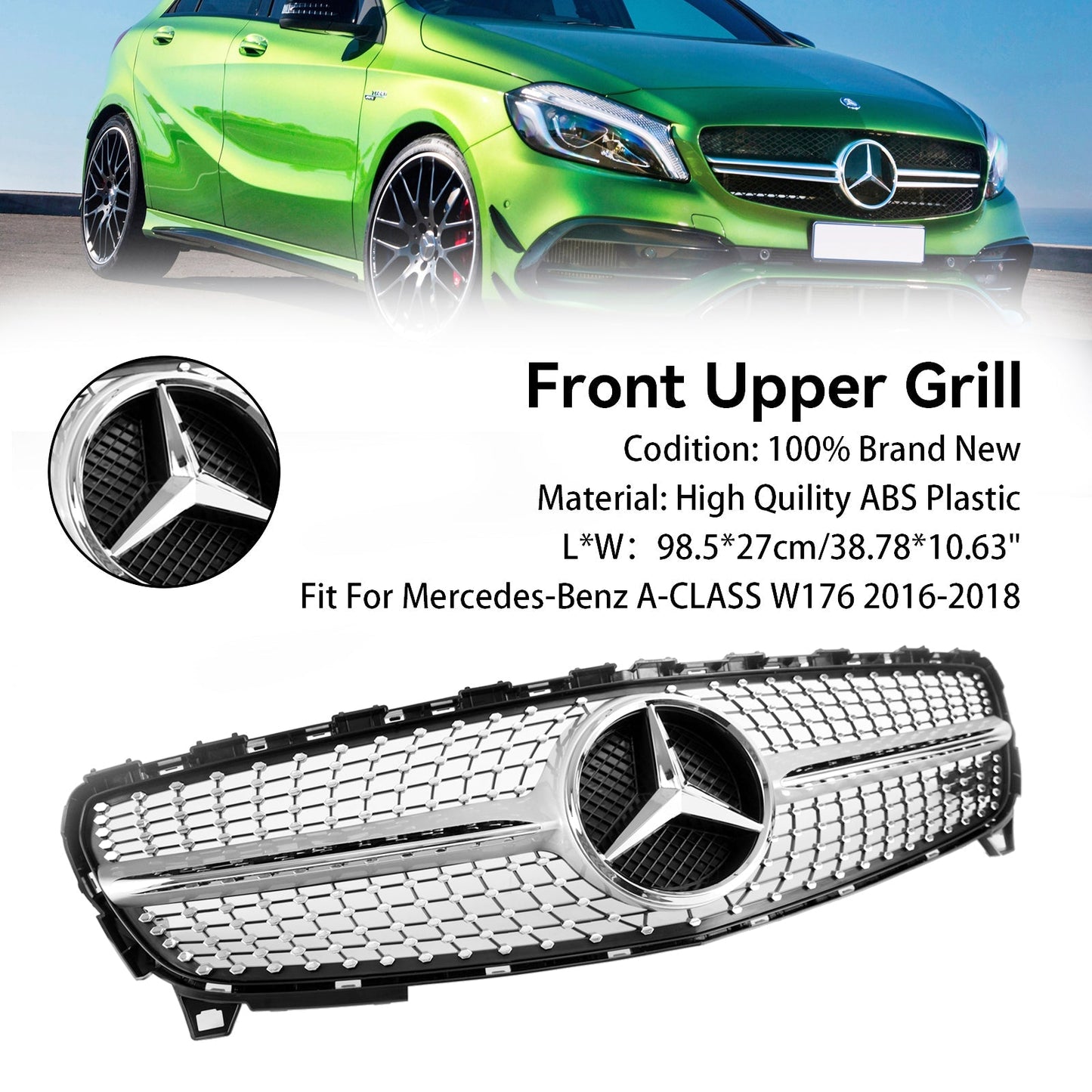 W176 A CLASS 2016-2018 MERCEDES BENZ Girll Diamond Front Bumper Grille Grill