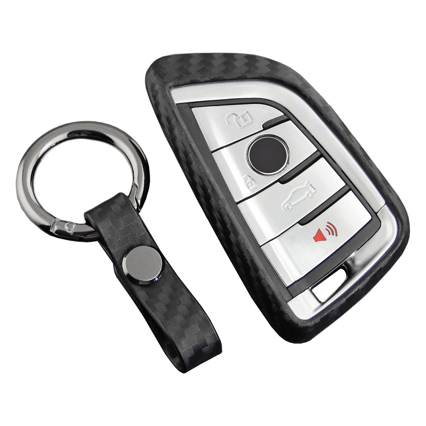 Leather Silicone Car Key Case Cover With Buckle For BMW