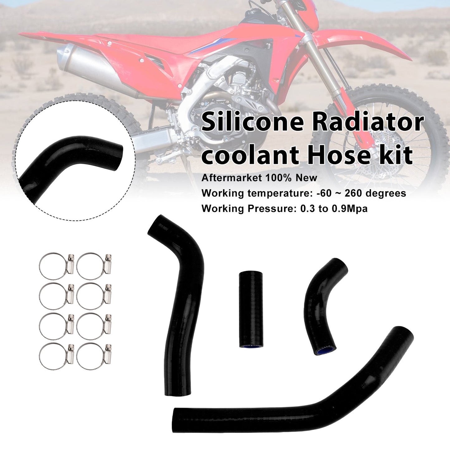 Silicone Radiator coolant Hose kit Fit For Honda CRF450R RX RWE 21-25