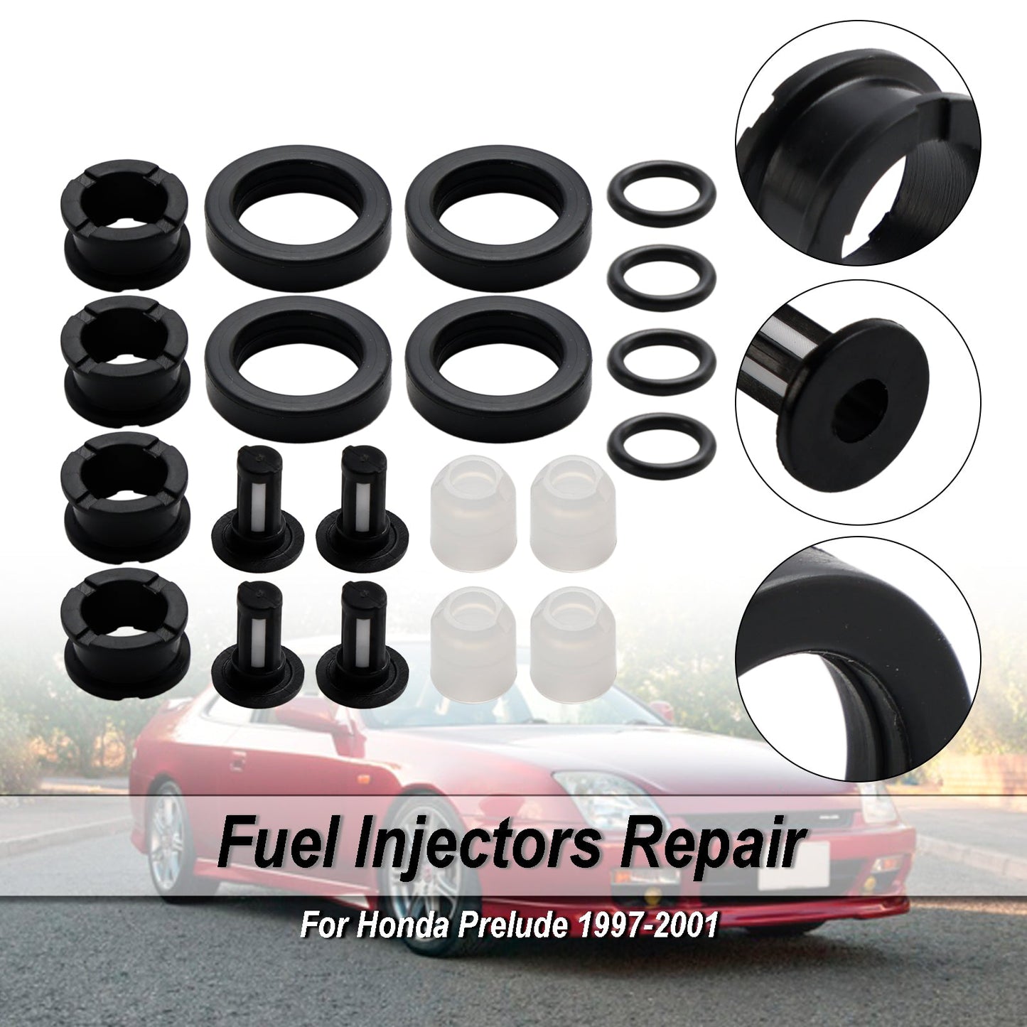 1997-2001 Honda Prelude Fuel Injector Repair Service Kit H22A4 FJ582