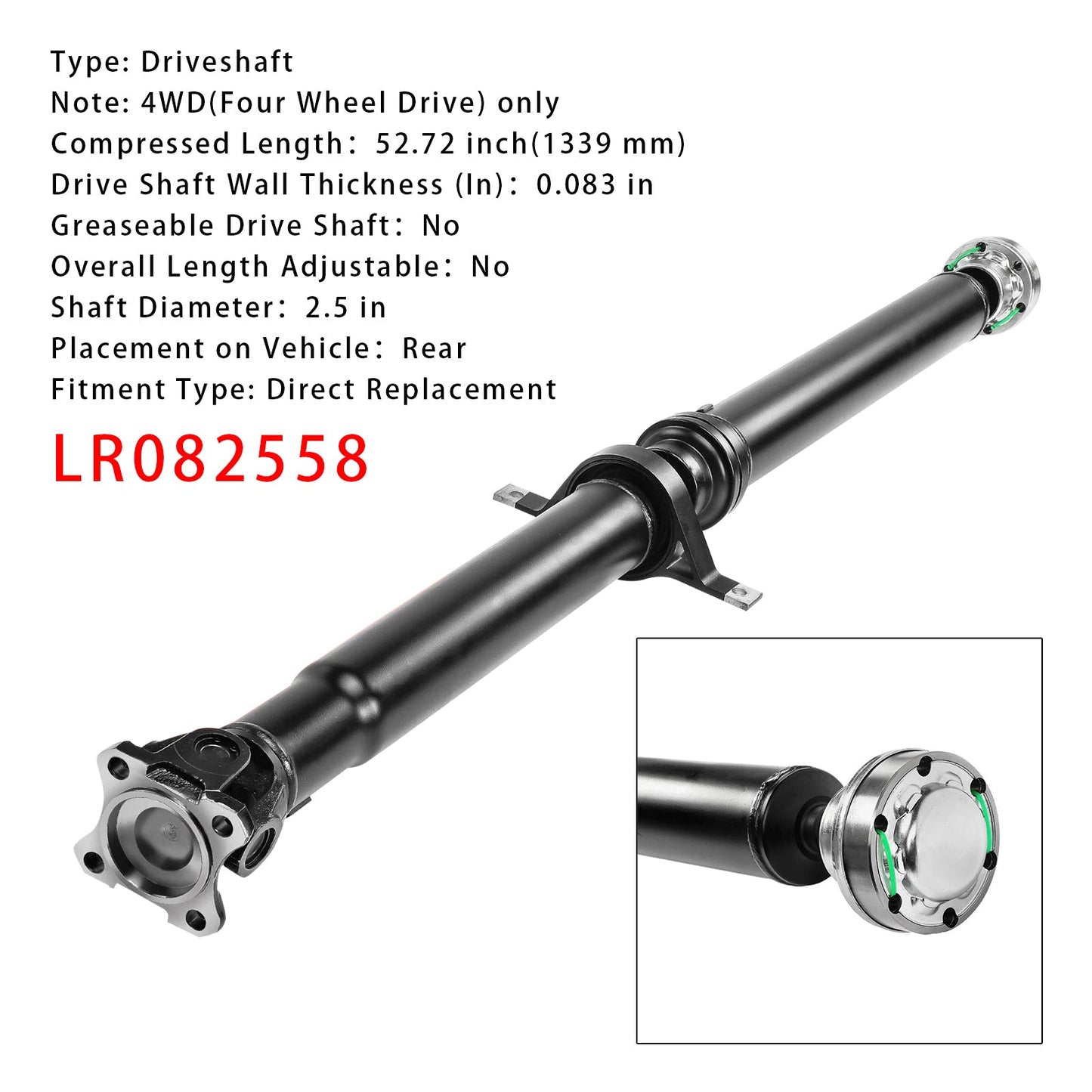 2017-2019 Land Rover Discovery V6 3.0L Rear Side 4WD Rear Drive Shaft Assembly LR082558