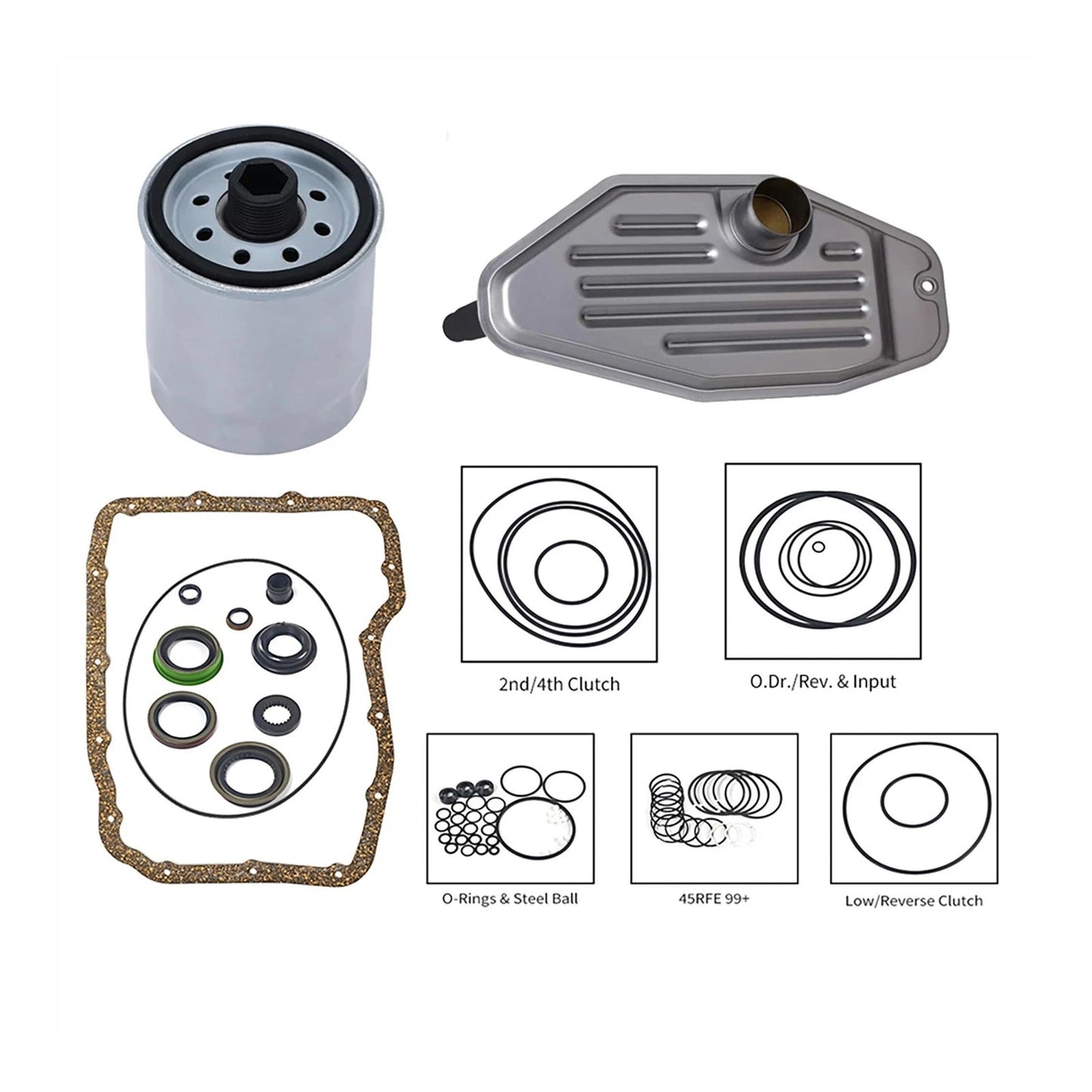 2006-2017 Dodge Durango 5.7L Transmission Master Rebuild Kit & 4WD Filter Friction Steel 45RFE 545RFE 65RFE