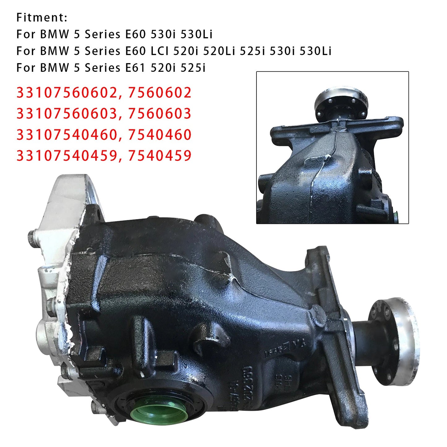 BMW 5 Series E61 520i 525i Rear Differential 3.64 Ratio 7560602