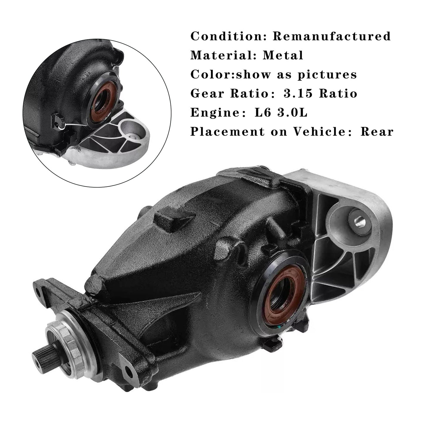 2011 2012 2013 BMW E70 X5 L6 3.0L Rear Differential Carrier Axle 3.15 Ratio 33107590911 33107590912