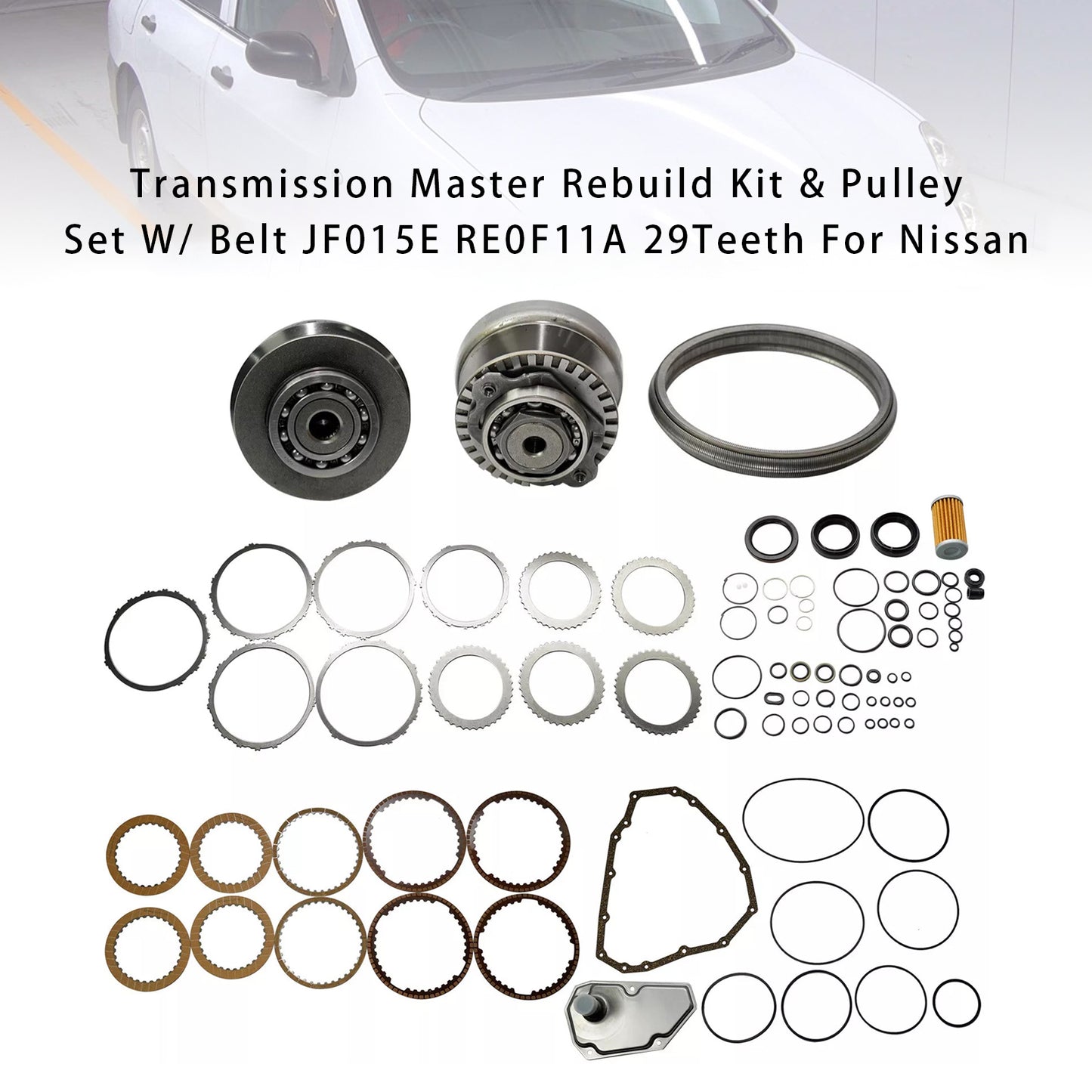 Transmission Master Rebuild Kit & Pulley W/ Belt JF015E RE0F11A 29T For Nissan