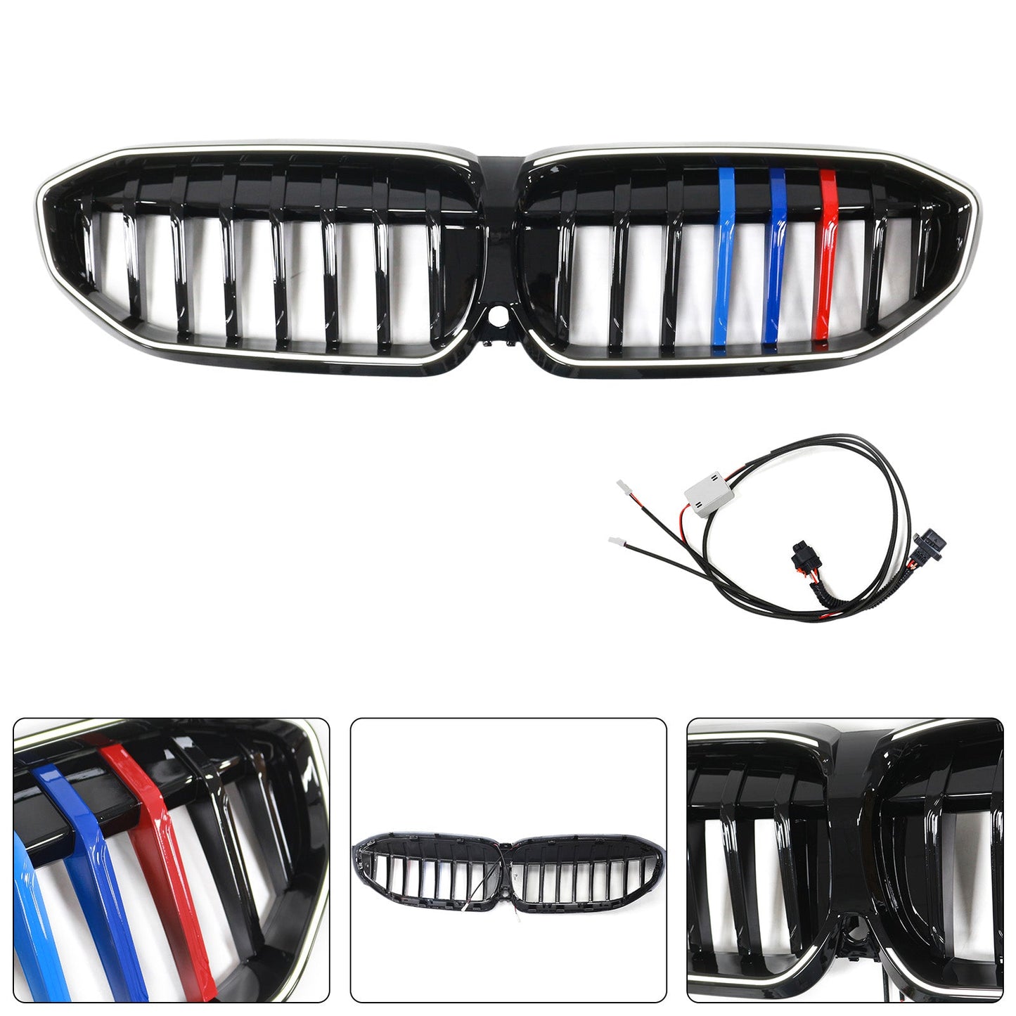 2019-2022 BMW 3 Series G20 M-Style Black Kidney Grille Grill 51138072085