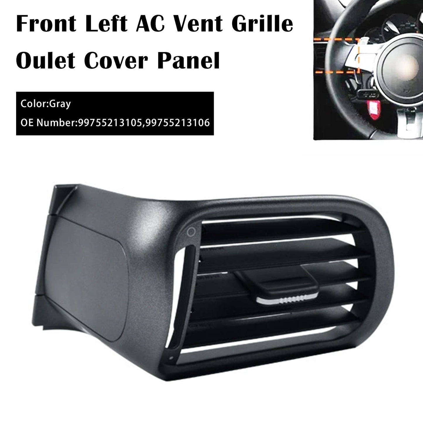 2004-2011 Porsche Targa 997 Front Left AC Vent Cover Gray 99755213105 99755213106