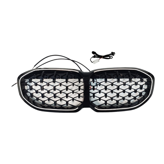 2019-2024 Fit BMW 1 Series F40 Diamond Front Kidney Grill Grille Gloss Black
