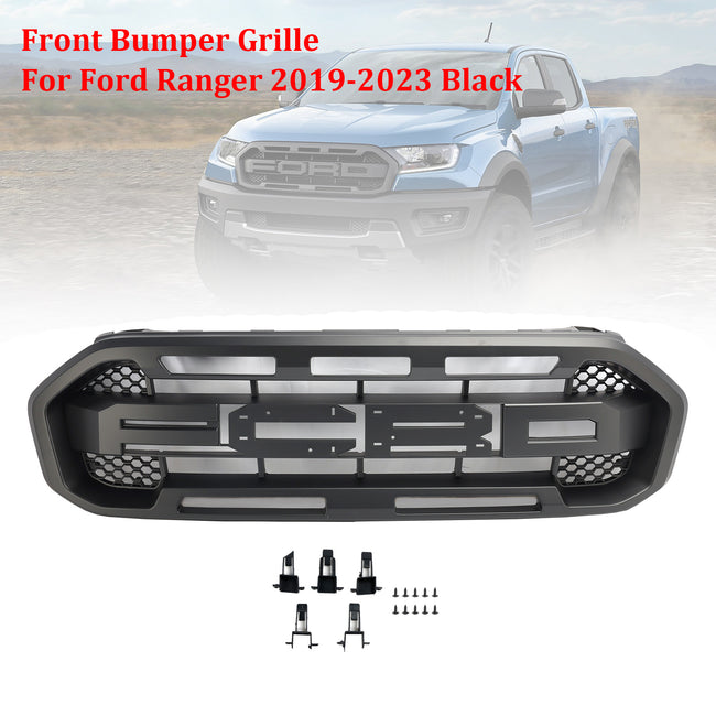 Black Raptor Style Front Bumper Grill Grille Fit Ford Ranger 2019-2023