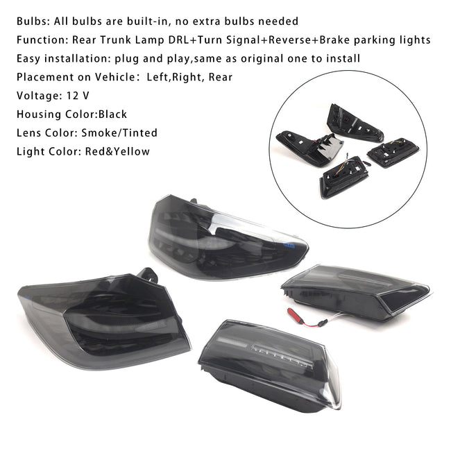 2018-2020 BMW 5 G30 G38 L&R Smoked LED Tail Lights Rear Lamp Assembly 63217376469 63217376470