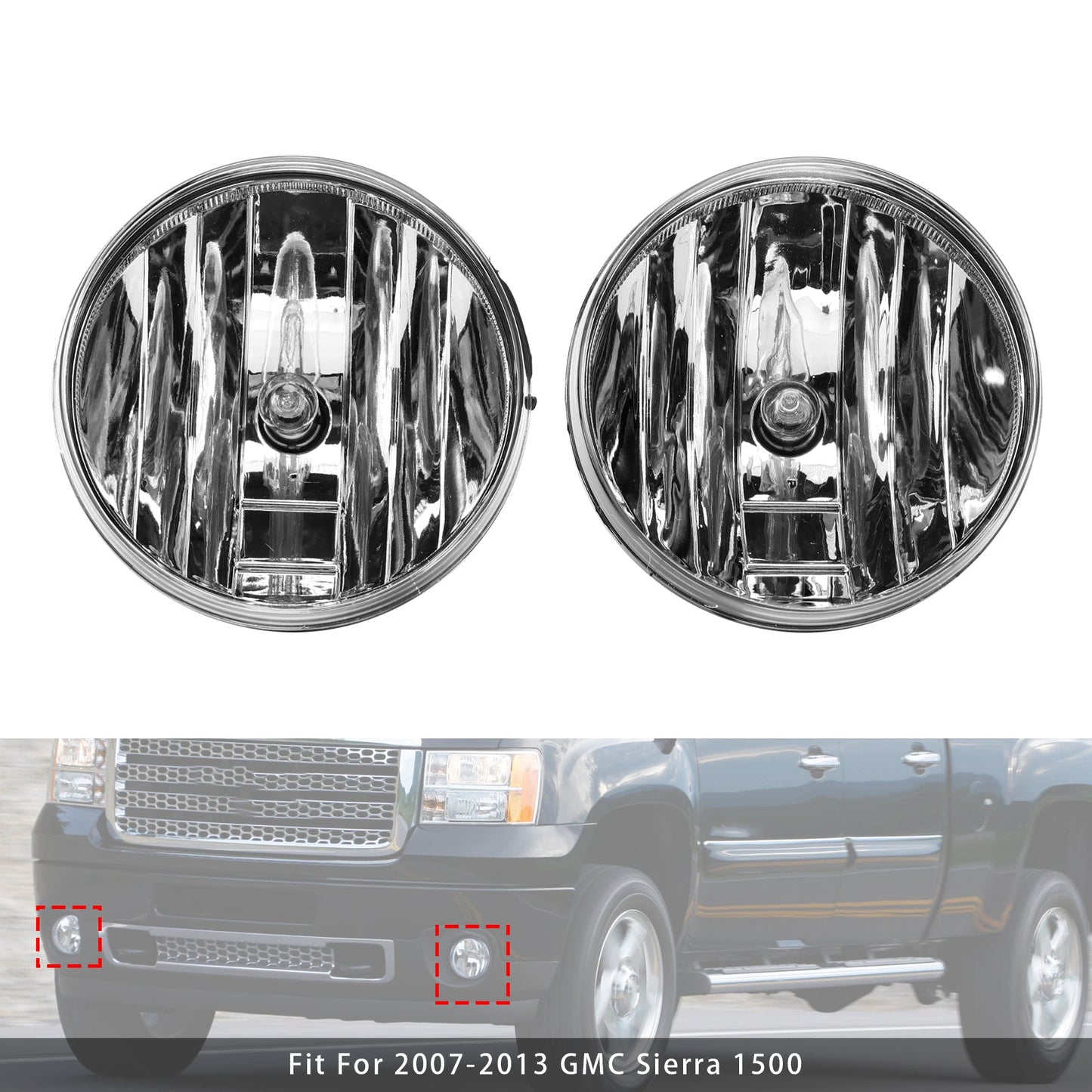 2007-2013 GMC Sierra 1500 Pair Front Fog Lights Lamps With Bulbs