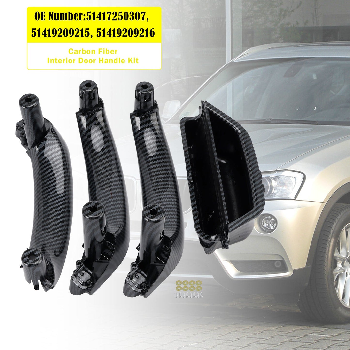 Carbon Fiber Interior Door Handle Kit 51417250307 for BMW X3 (F25) X4 (F26)