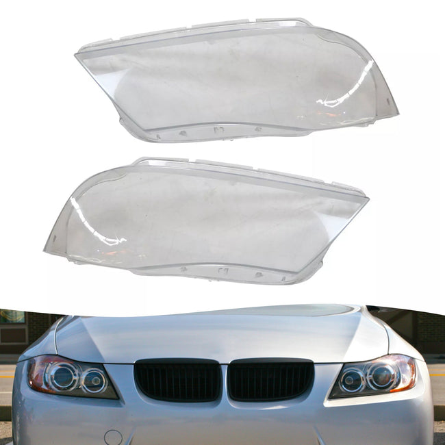 2005-2012 BMW 3 E90 E91 Sedan 2PCS Xenon Headlight Headlamp Clear Lens Cover
