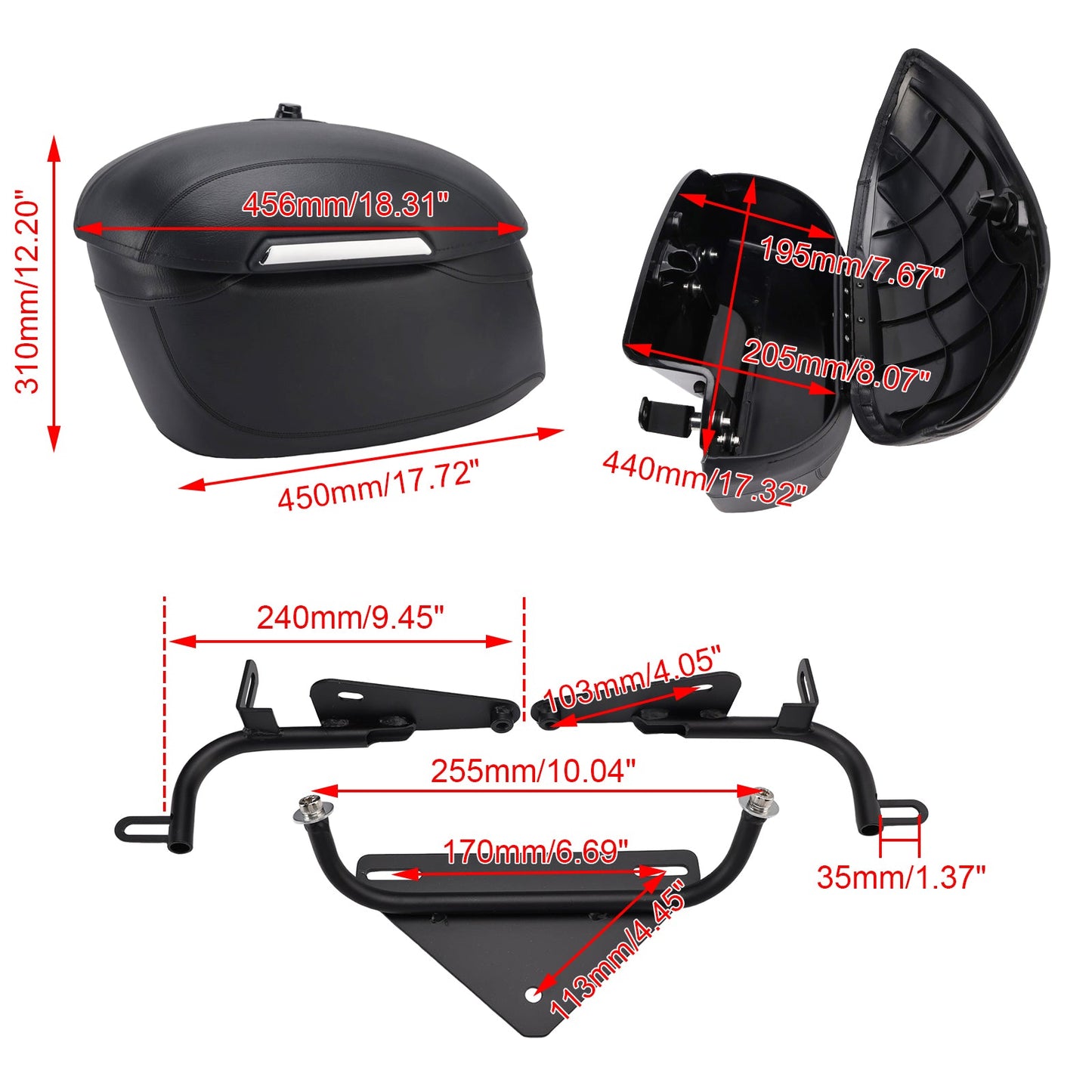 2004-2025 Sportster 883 1200 X48 Saddlebag Support Mounting Bracket Black