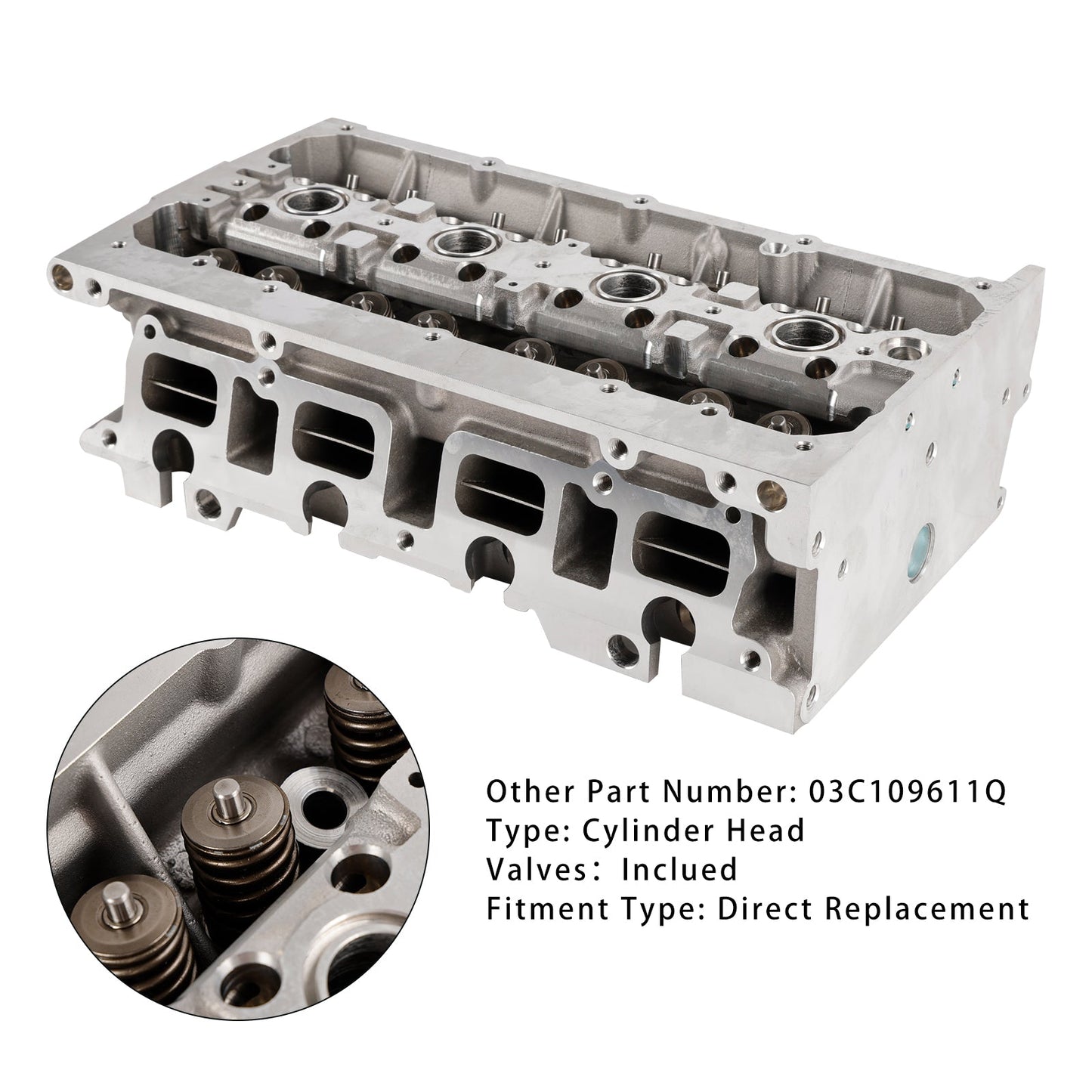 2009-2015 VW Scirocco 1.4 TSI CAXA 90kw (122ps) / CAVD CNWA CTHD CTKA 118kw (160ps) Cylinder Head with Valves 03C109611Q