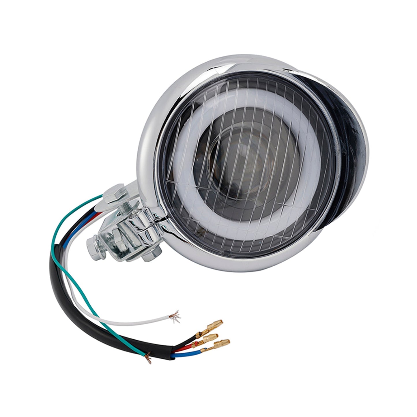 Motorcycle Beam Headlight Fog Lamp Custom Chrome #D17 For Racer Bobber Chopper