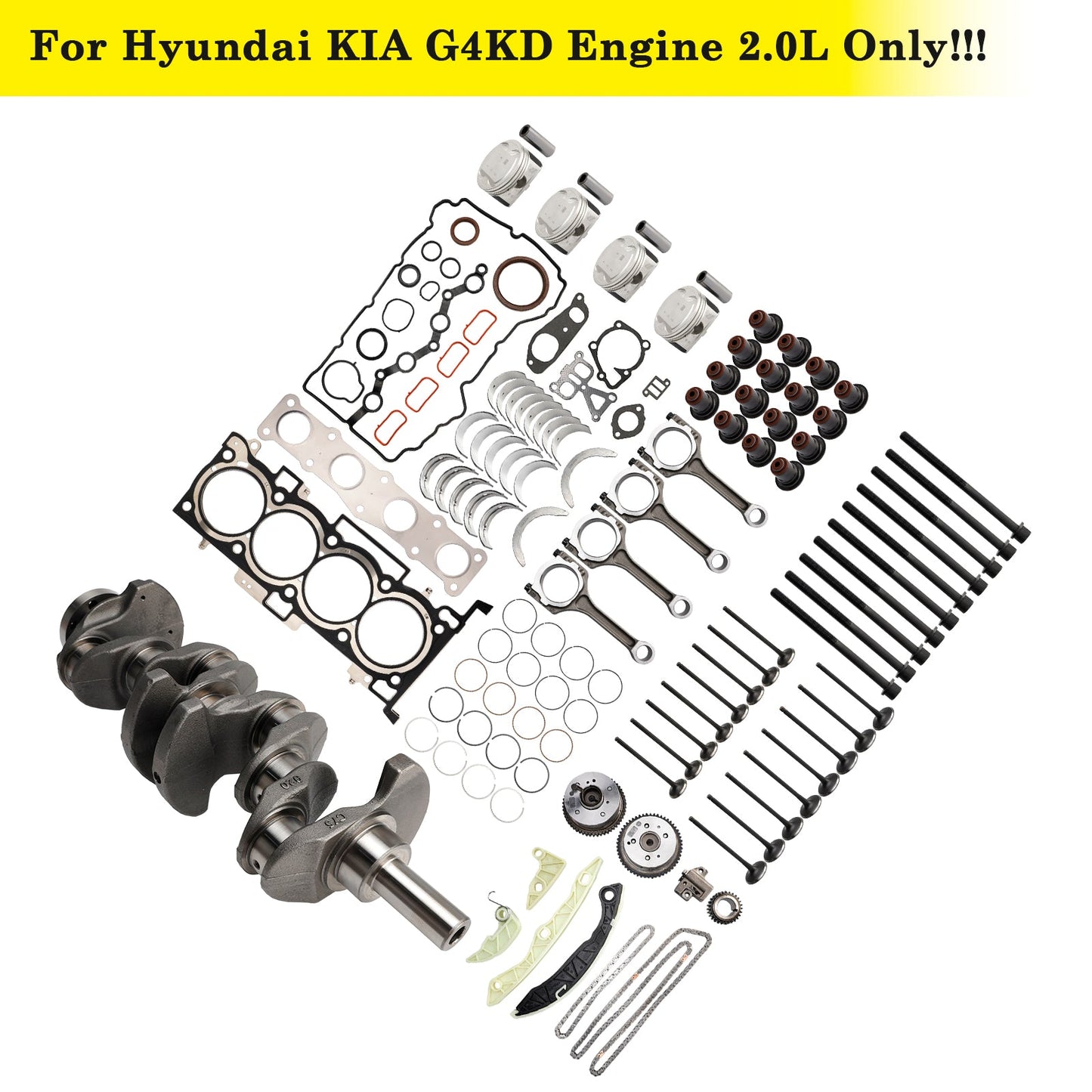 2005-2010 Hyundai Sonata G4KD 2.0L Engine Overhaul Rebuild Kit Crankshaft Rods Timing Kit