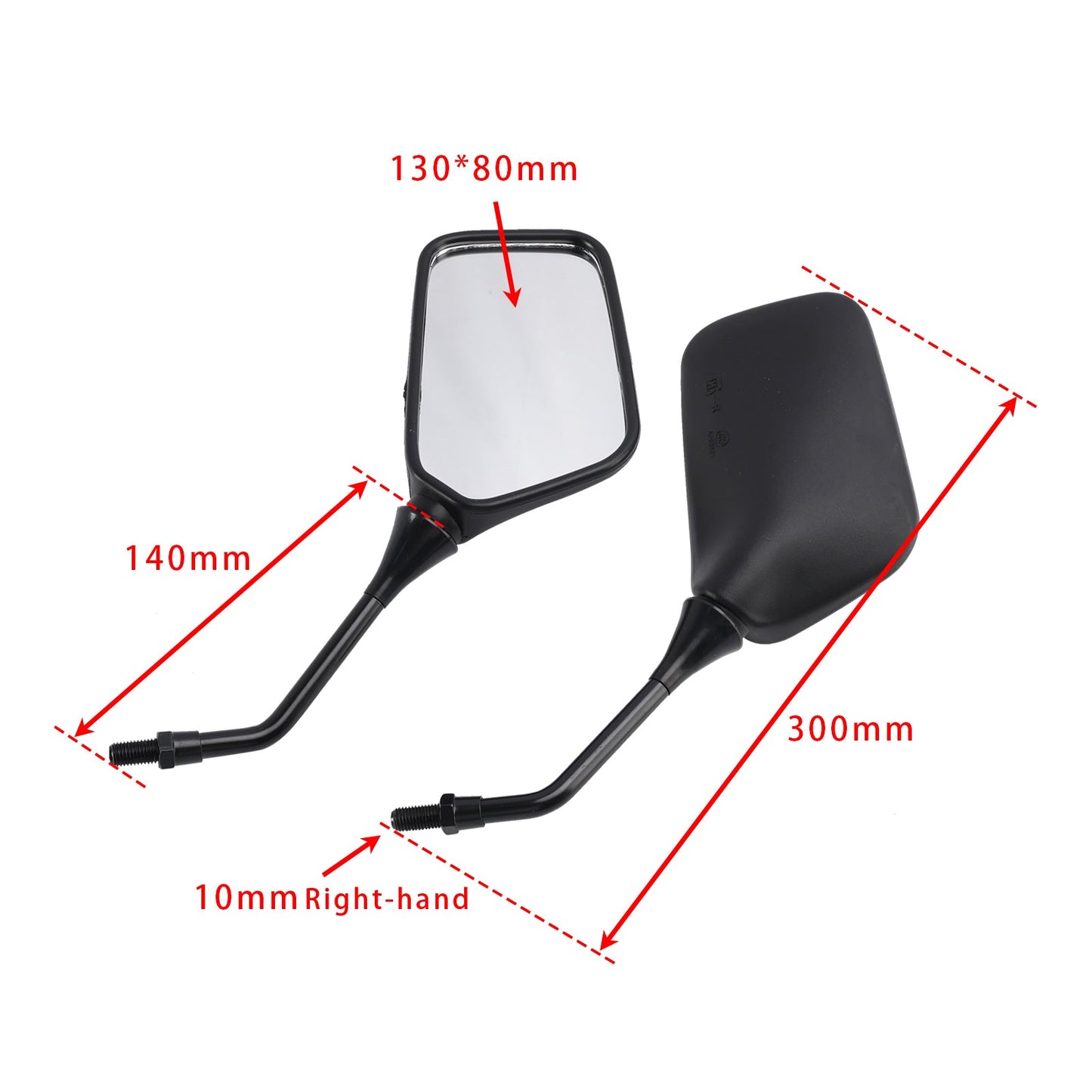 Pair Black Mirrors M10 Rearview Mirrors For Kawasaki KLR250 KLR600 KLR650
