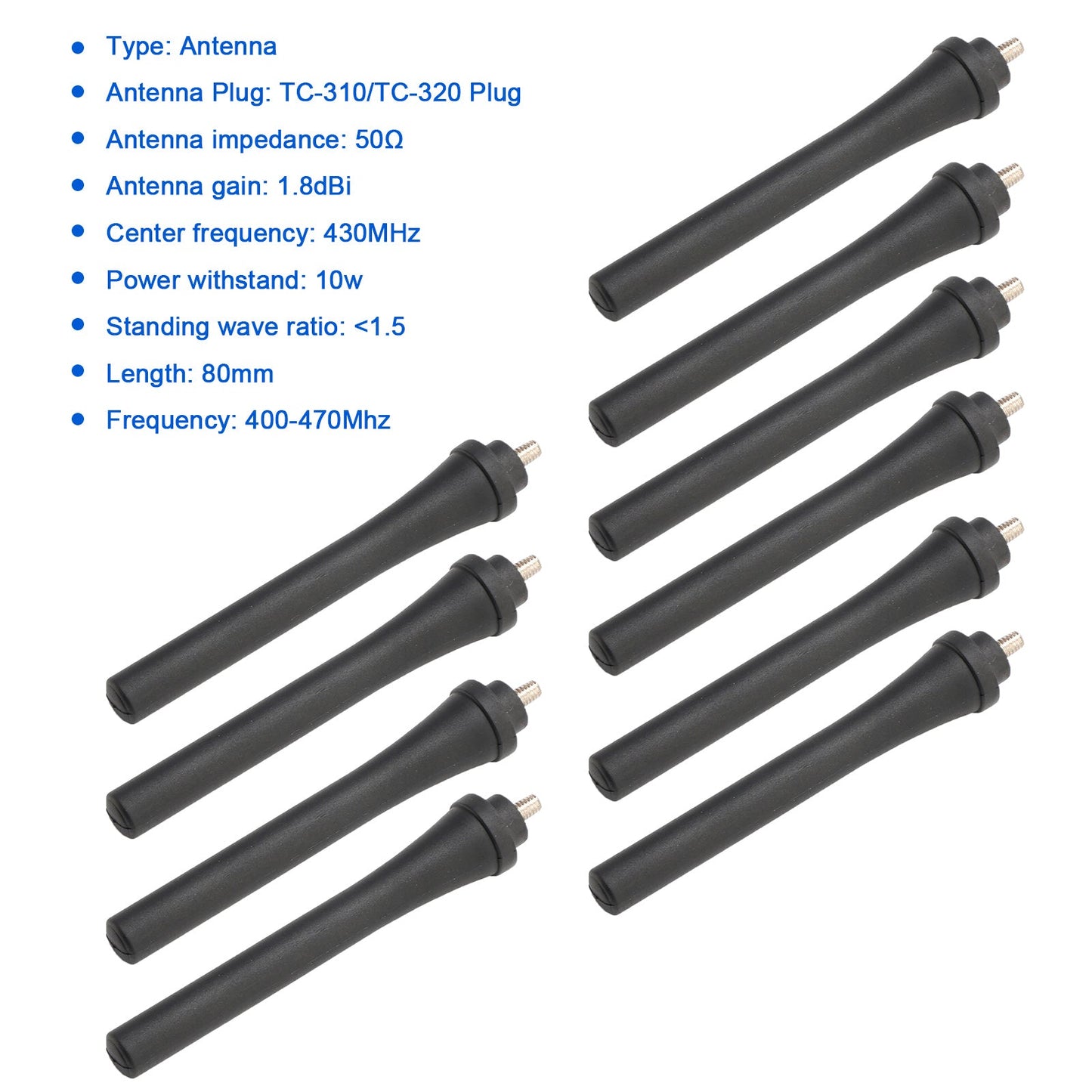 10x Radio 80mm HYT-TC310 Antenna 400-470Mhz for Hytera TC310 TC320 Walkie Talkie