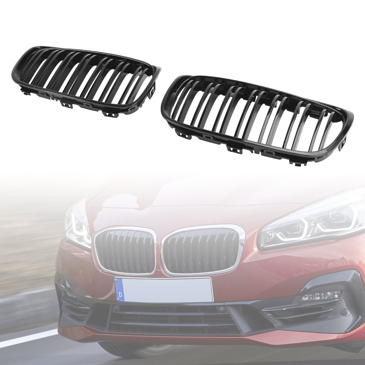 2018-2021 BMW 2 Series F45 F46 Gloss Black Front Kidney Grill Grille 2PCS