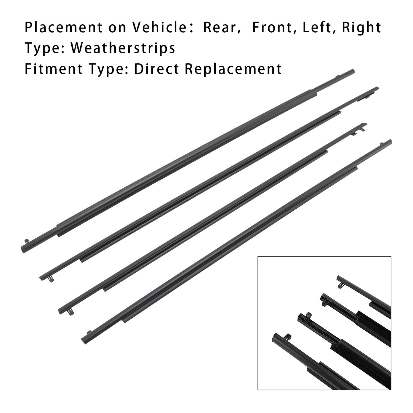 2010-2015 Toyota Prius 4PCS Door Glass Belt Outer Molding Weatherstrip