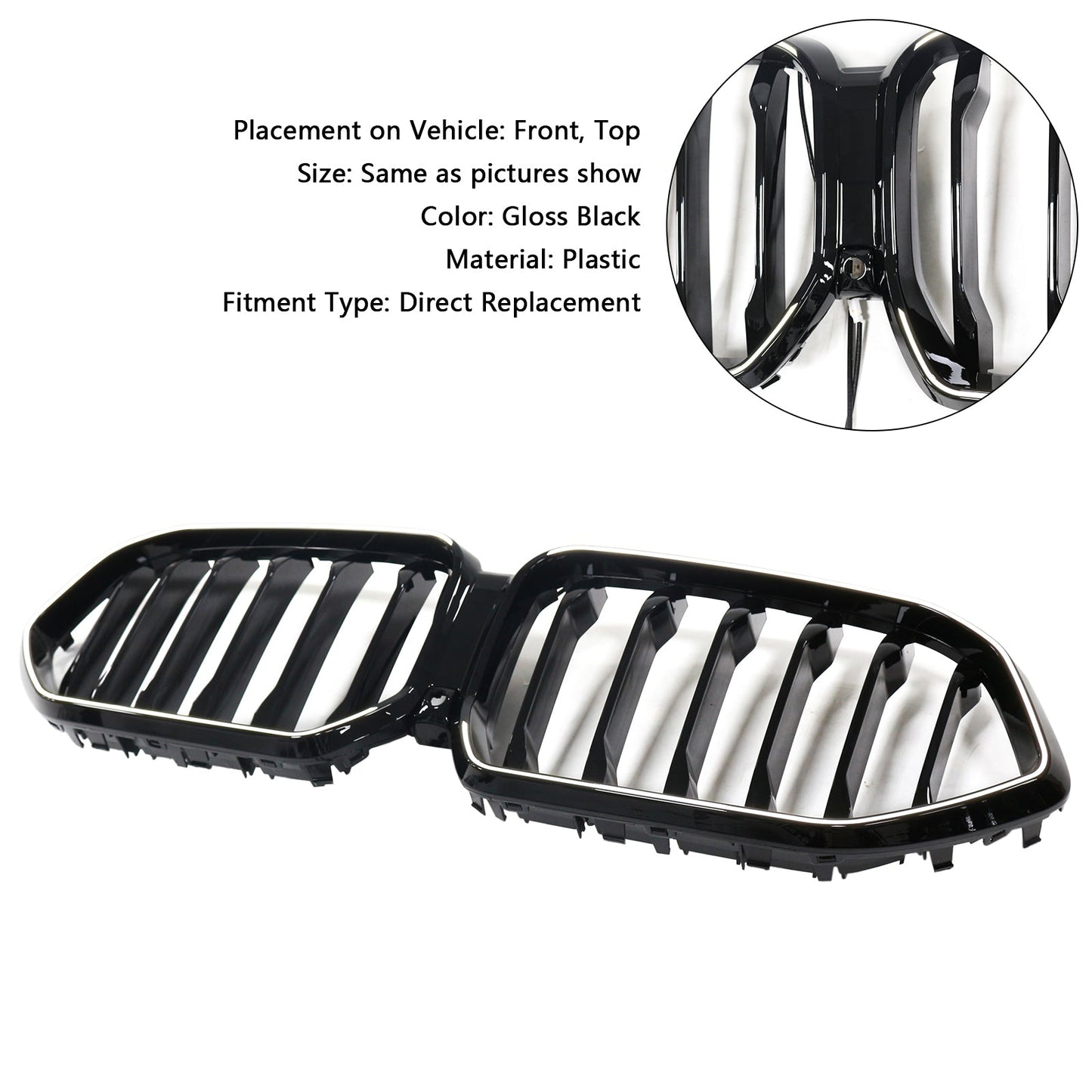 2023-2025 BMW X6 G06 M60i W/Camera Hole Black Front Bumper Grille Grill