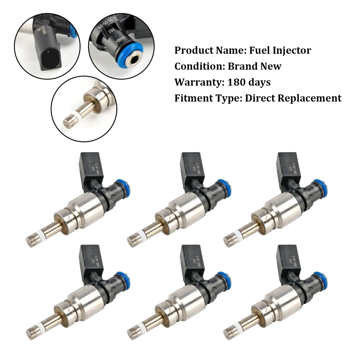 2010-2011 AUDI A6 3.2L V6 6PCS Fuel Injector 06E906036F 0261500037