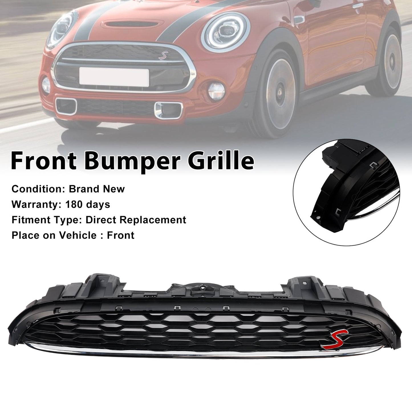 2014 onward MINI F55 5 Door Hatchback Cooper S, Cooper SD Black Front Mesh Grille Grill 51137335528