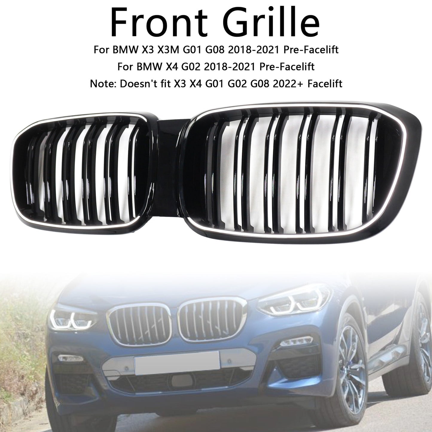 2018-2021 BMW X3 X3M G01 G08 Pre-Facelift Front Kidney Mesh Grille Grill 51138469959 51138469959