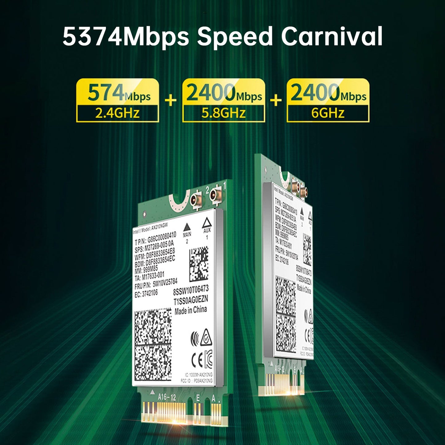 AX210 Module Bluetooth 5374Mbps High-Speed Gigabit Network Card Supports WIFI6
