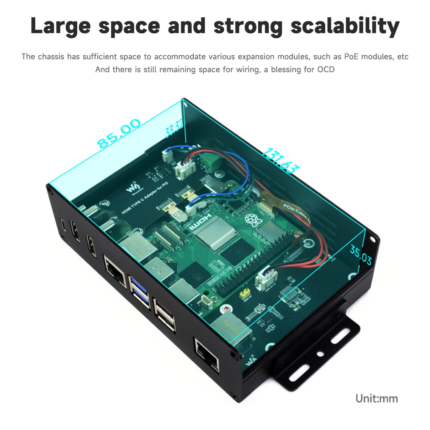 Raspberry Pi 5 Extension All-in-One PCIE Extension Plate Double HDMI 4K Output