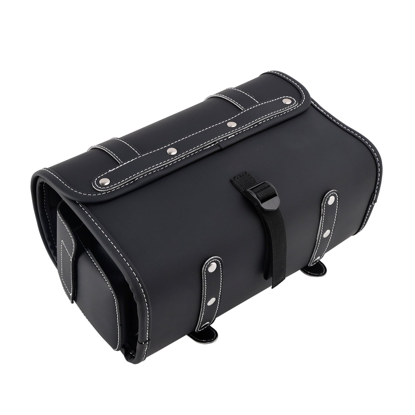 Universal Saddlebag Side Storage Bag Pannier Luggage Pu For Motorcycle Black