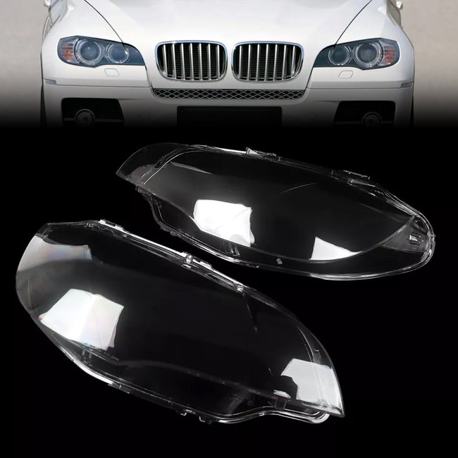 2008-2014 BMW E71 X6 2PCS Clear Headlight Lens Cover Headlamp Left+Right