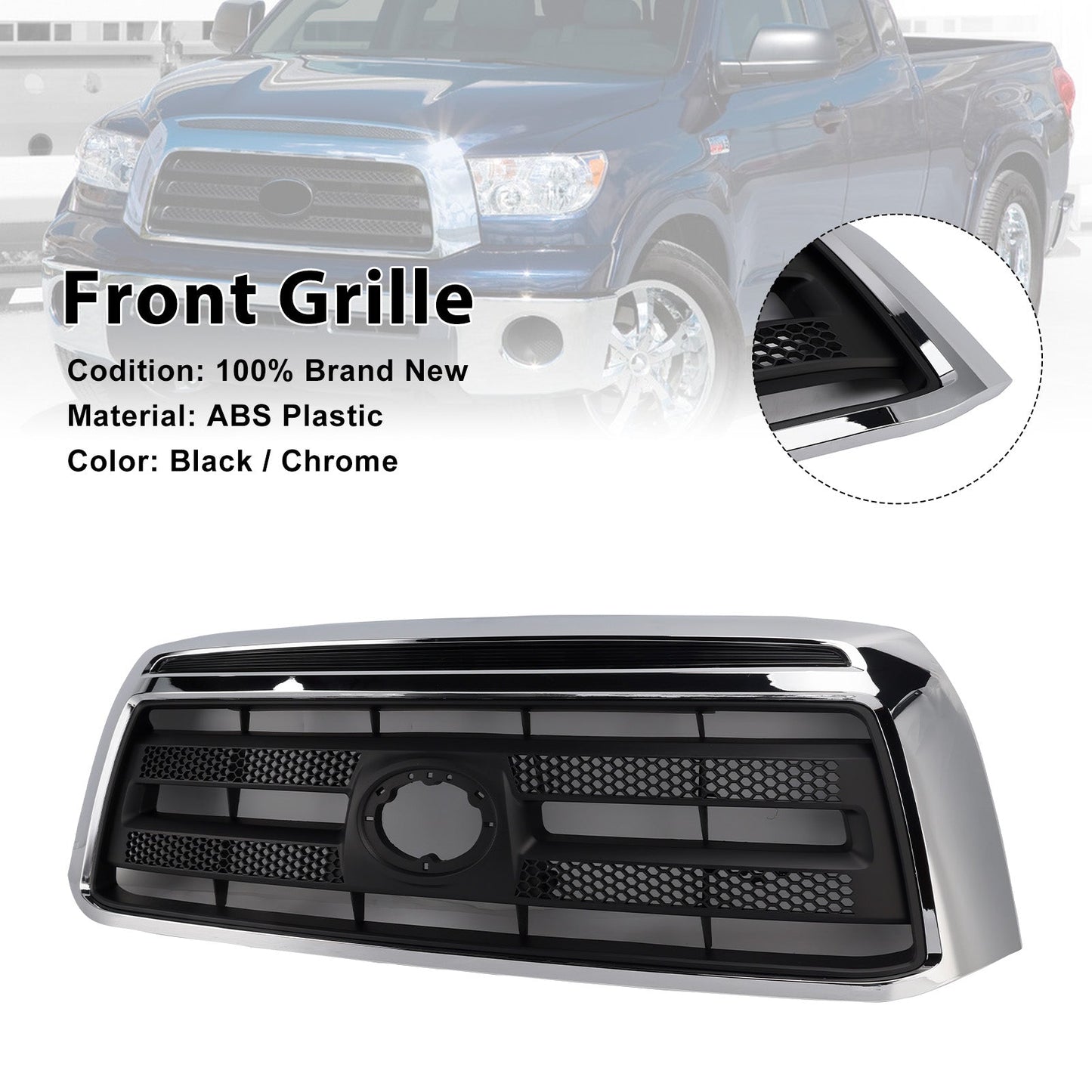 2006-2009 Toyota Tundra Matte Black Chrome Front Bumper Grill Grille