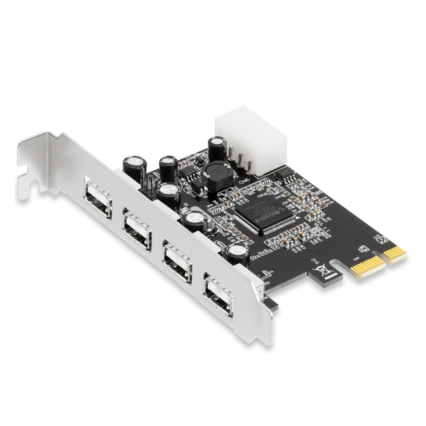 HUB 2.0 PCIE to USB 2.0 Expansion Card Moschip Adapter Card 4PIN Power Supply