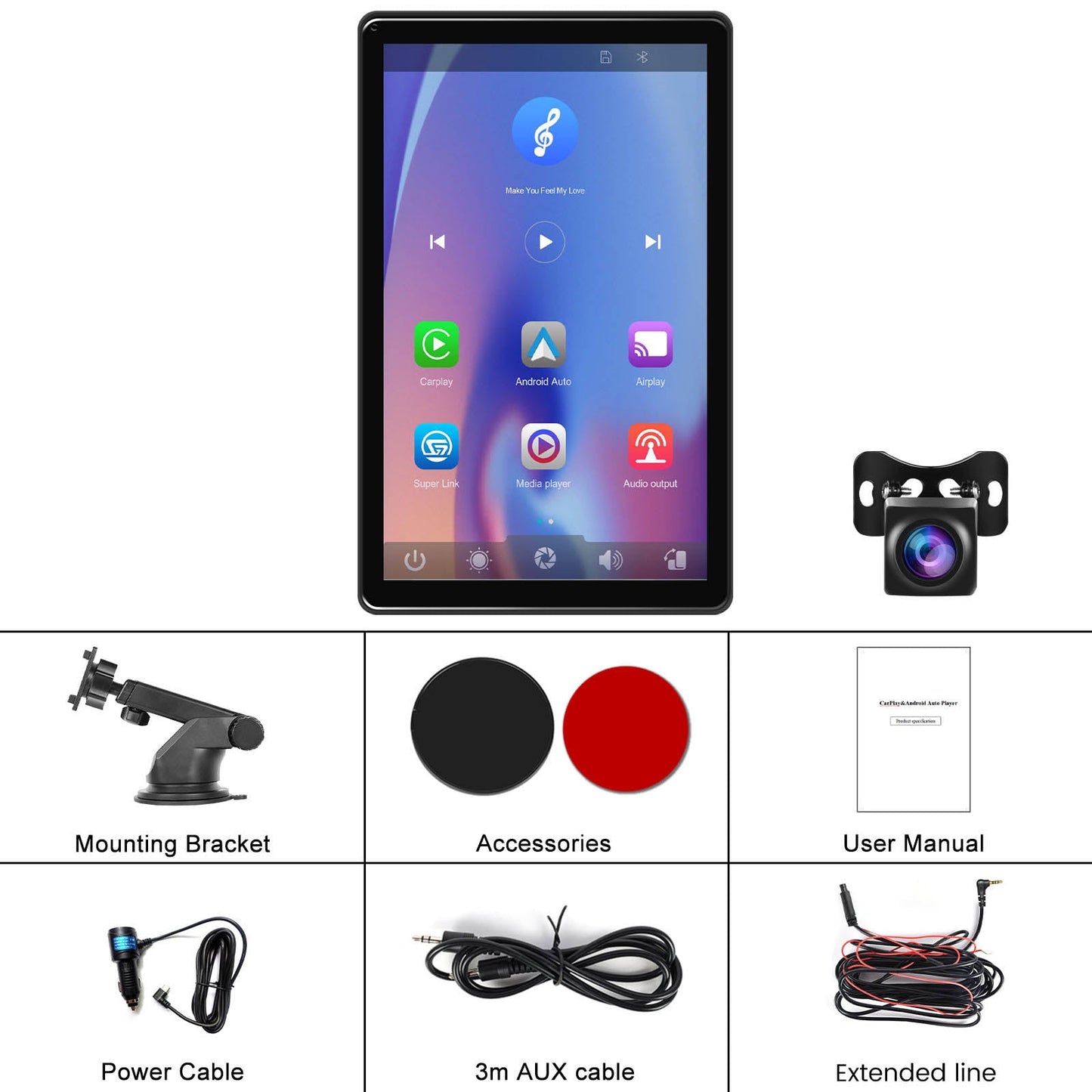 8" Touch Screen Apple CarPlay Android Auto Horizontal Vertical Switching Display