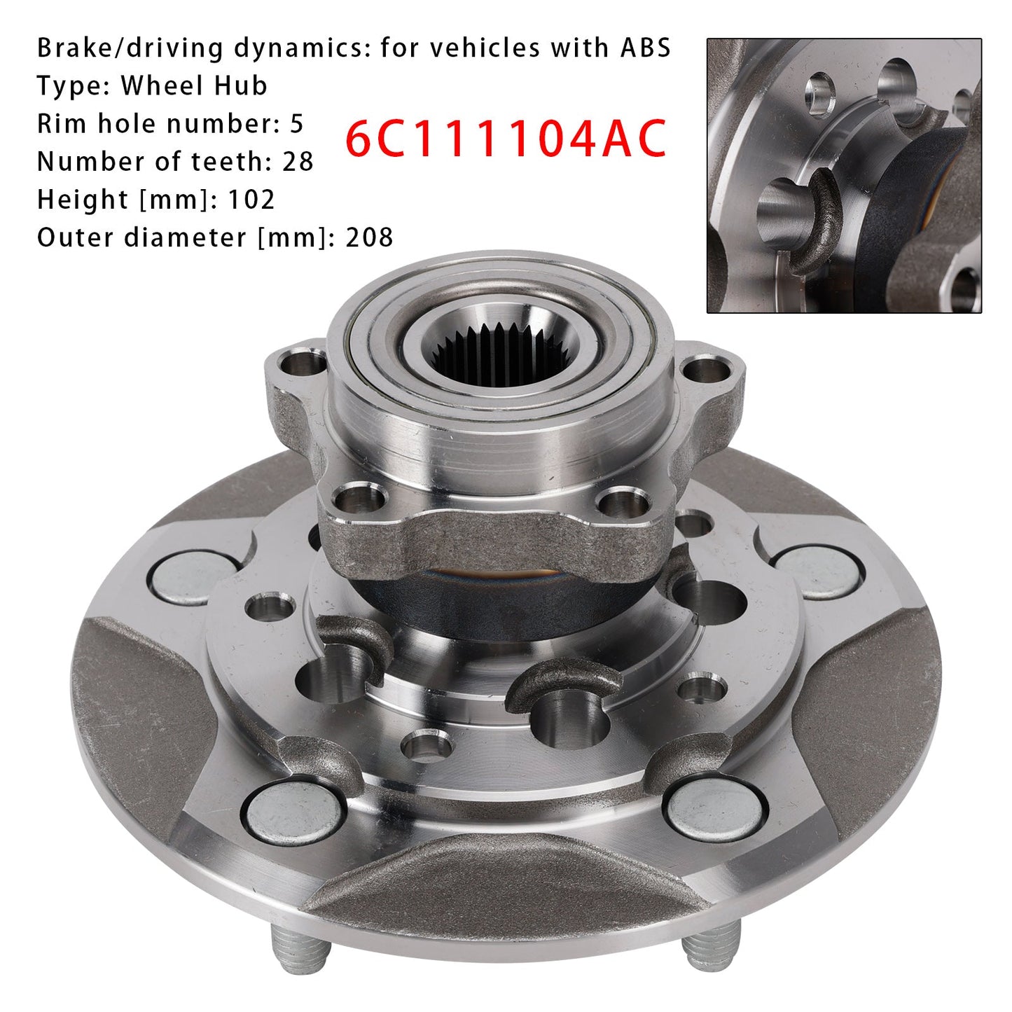 Ford Transit Tourneo FB 5-hole 160 mm Wheel Hub Front Both Sides 6C111104AC