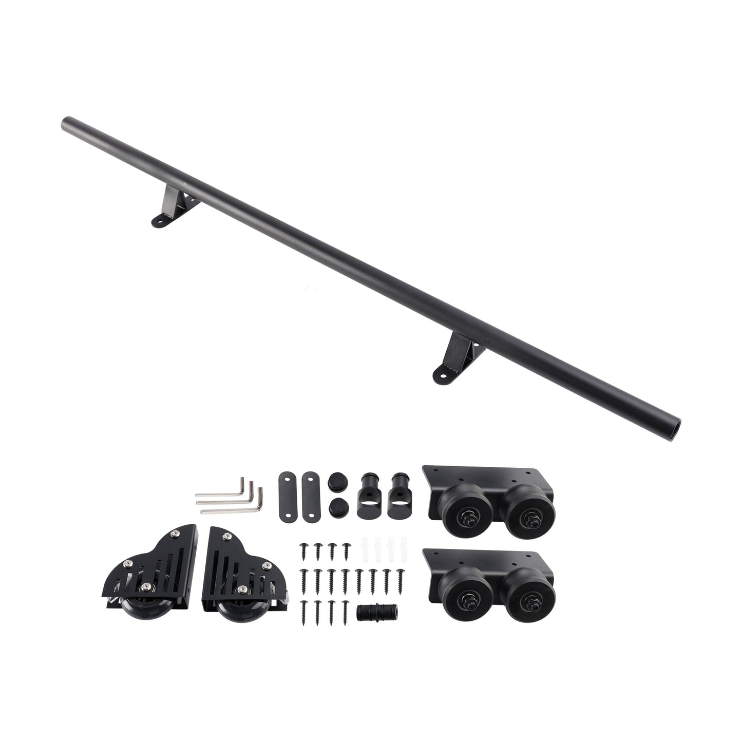 Rolling Library Sliding Ladder Hardware Kit with Brake 3.3FT Round Tube