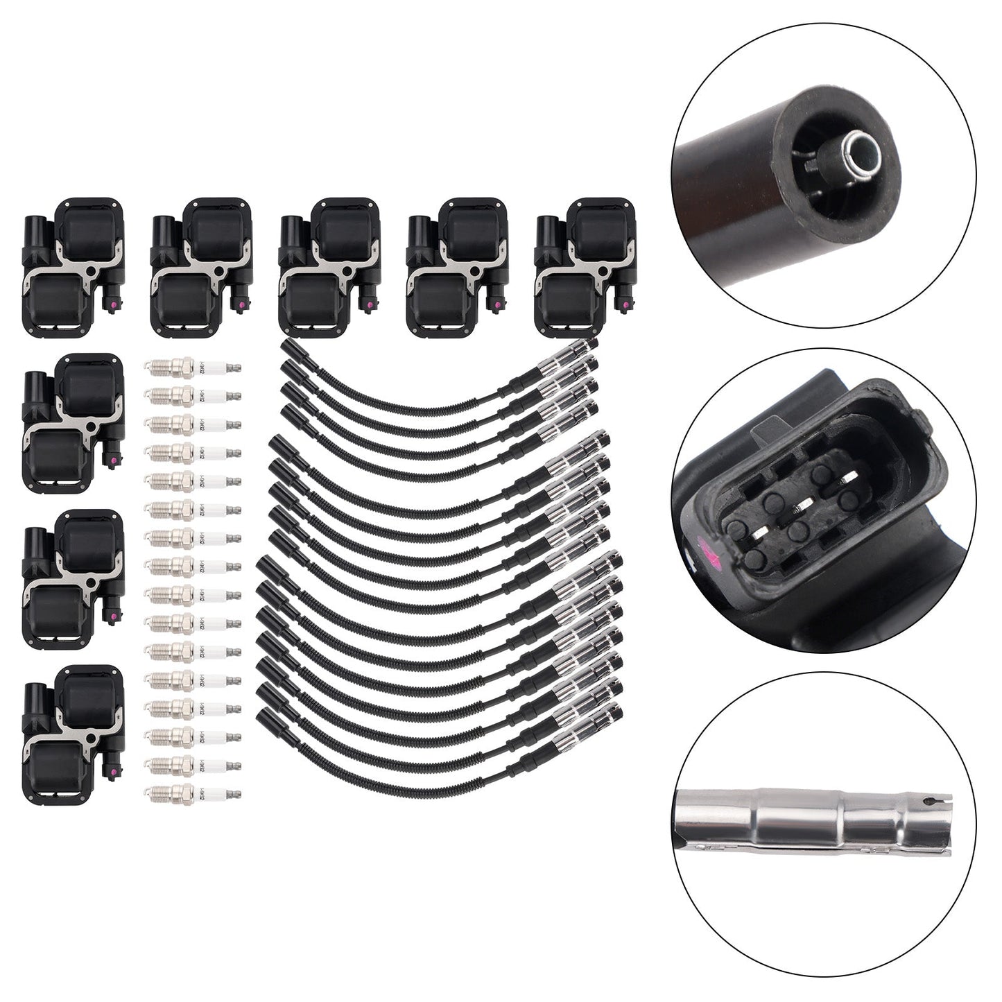 2001-2005 Mercedes Benz C240 8x Ignition Coil+16xSpark plug +16x Wire Set UF359 0001587303