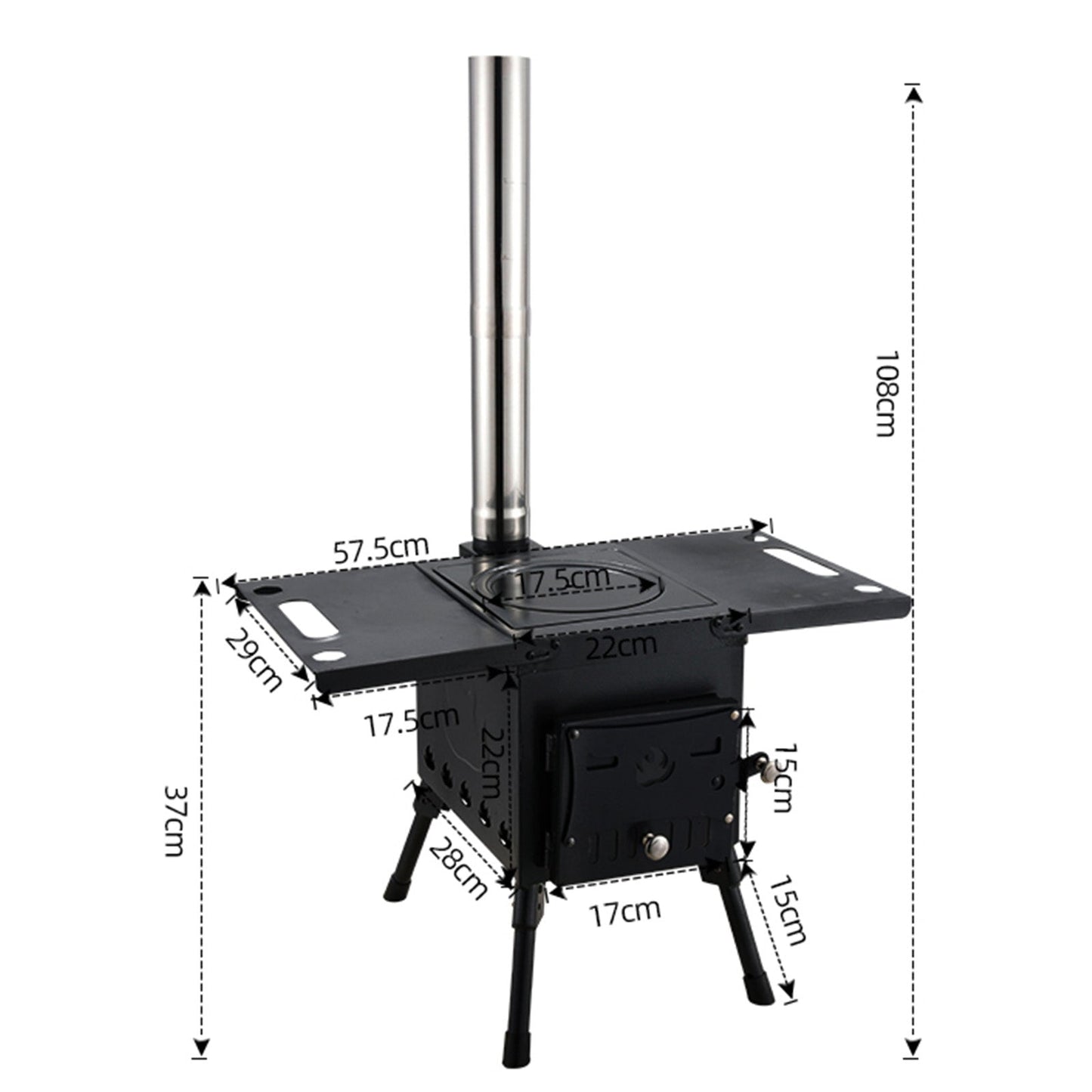 Outdoor Portable Camping Wood Stove Picnic Cook Folding Heating Wood Burning Camping Wood Stove with Retractable Legs Large Capacity & Foldable & Easy to Carry & Shelves