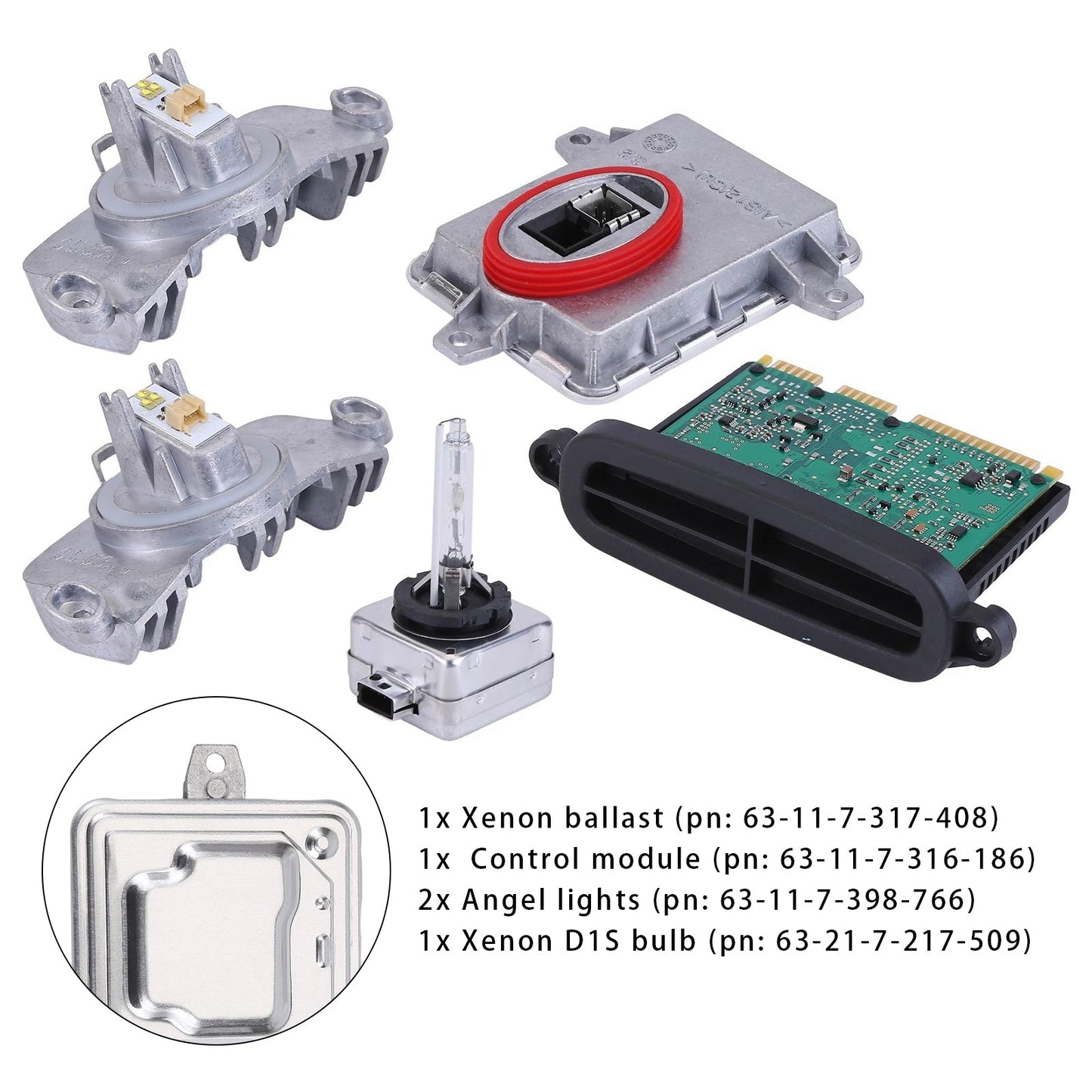 2012-2015 BMW 335i xDrive Adaptive Xenon Ballast Control Module Kit 63117398766 63117311243