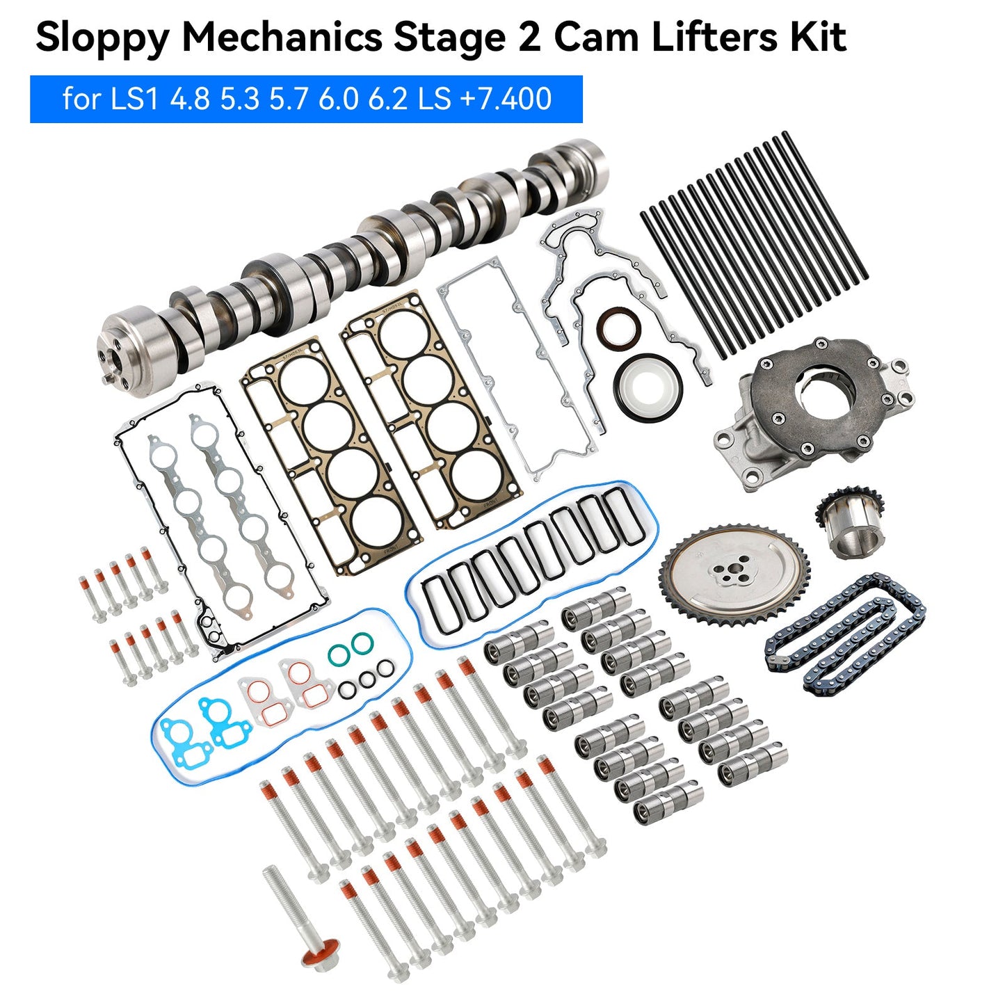 Sloppy Mechanics Stage 2 Cam Lifters Kit for LS1 4.8 5.3 5.7 6.0 6.2 LS +7.400