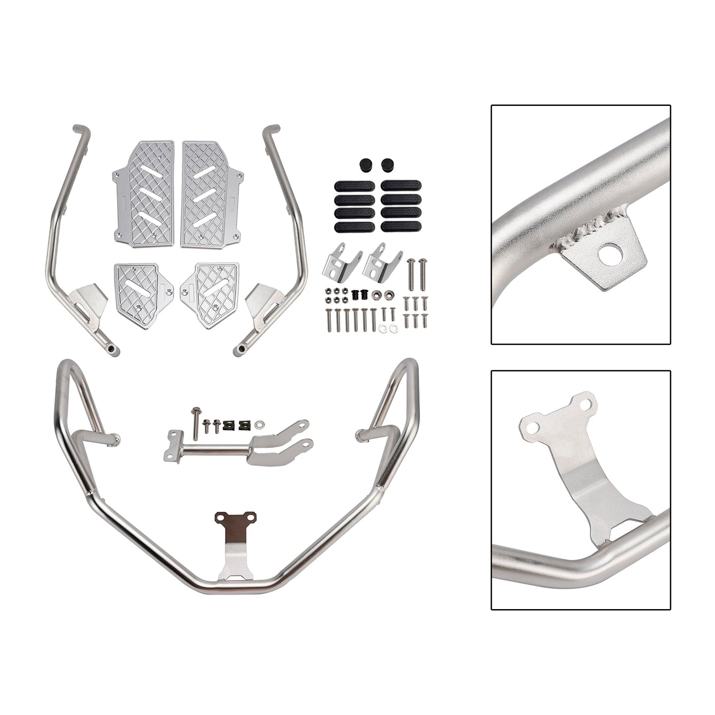 2022-2025 Honda Adv350 Upper Lower Kit Engine Guard Frame Crash Bar Silver