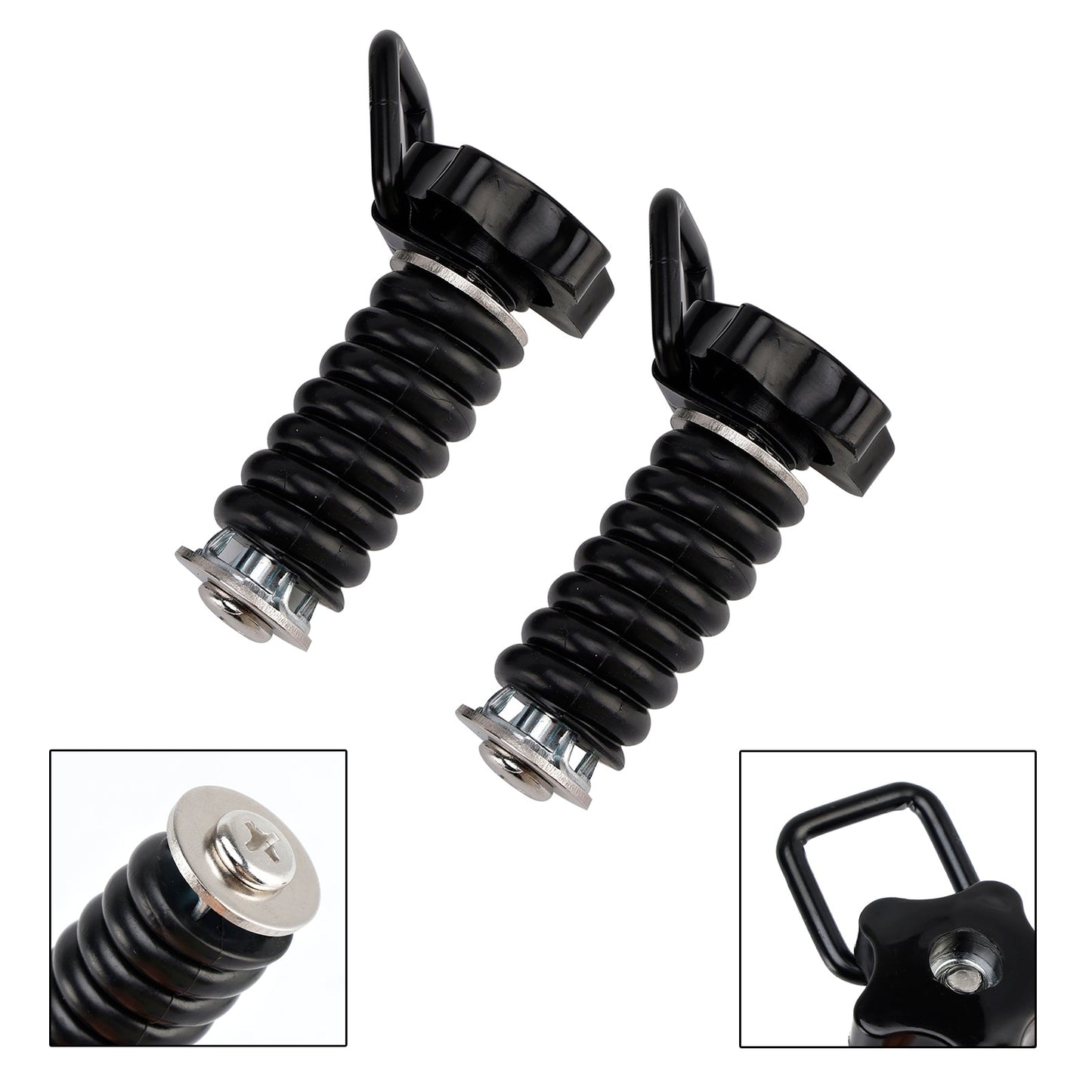 Pair Tie Down Anchor With D-Ring 1" Black Black For Polaris Rzr 570 800 900 1000