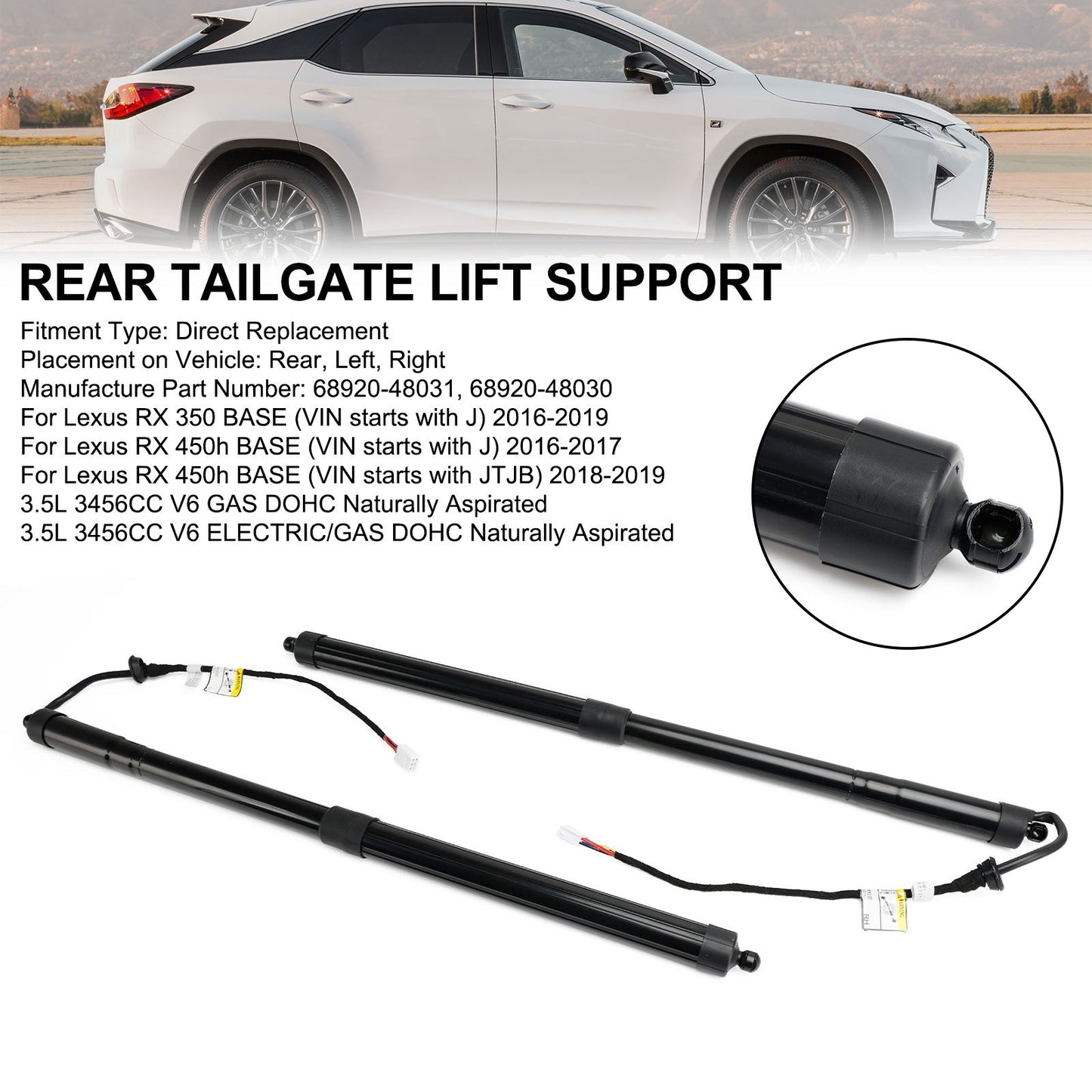 2PCS Rear Tailgate Support Struts 6892048031 Fit Lexus RX350 RX450h 2016-2019