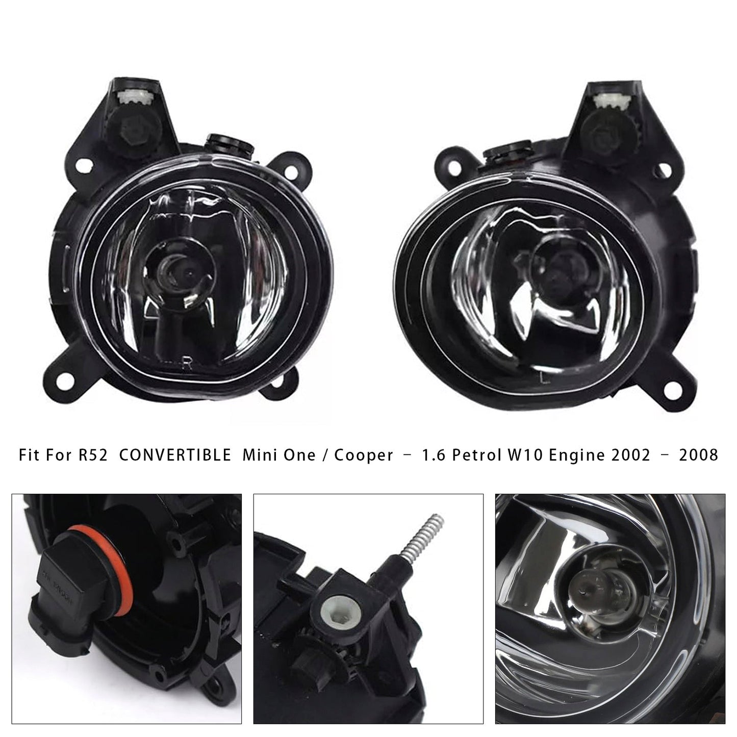Pair Front Bumper Fog Lights For Mini Cooper One R50 R52 R53 63176925050