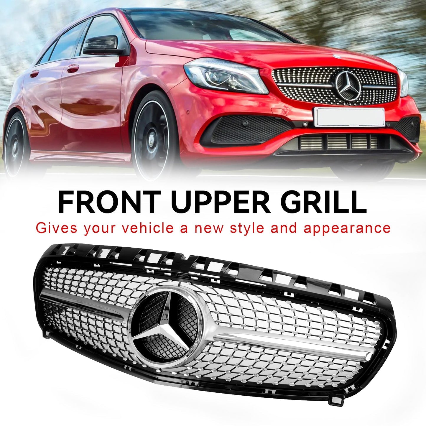 A CLASS W176 2013-2015 Mercedes Benz Grill Car Front Bumper Grille Grill Black/Chrome